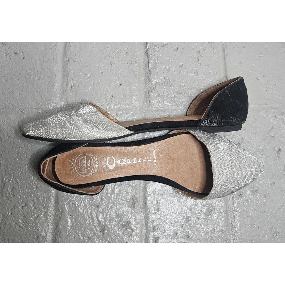 Jeffrey Campbell Women's Flat Size 8 Silver Black‎ Slip On Pointed Toe Shoes